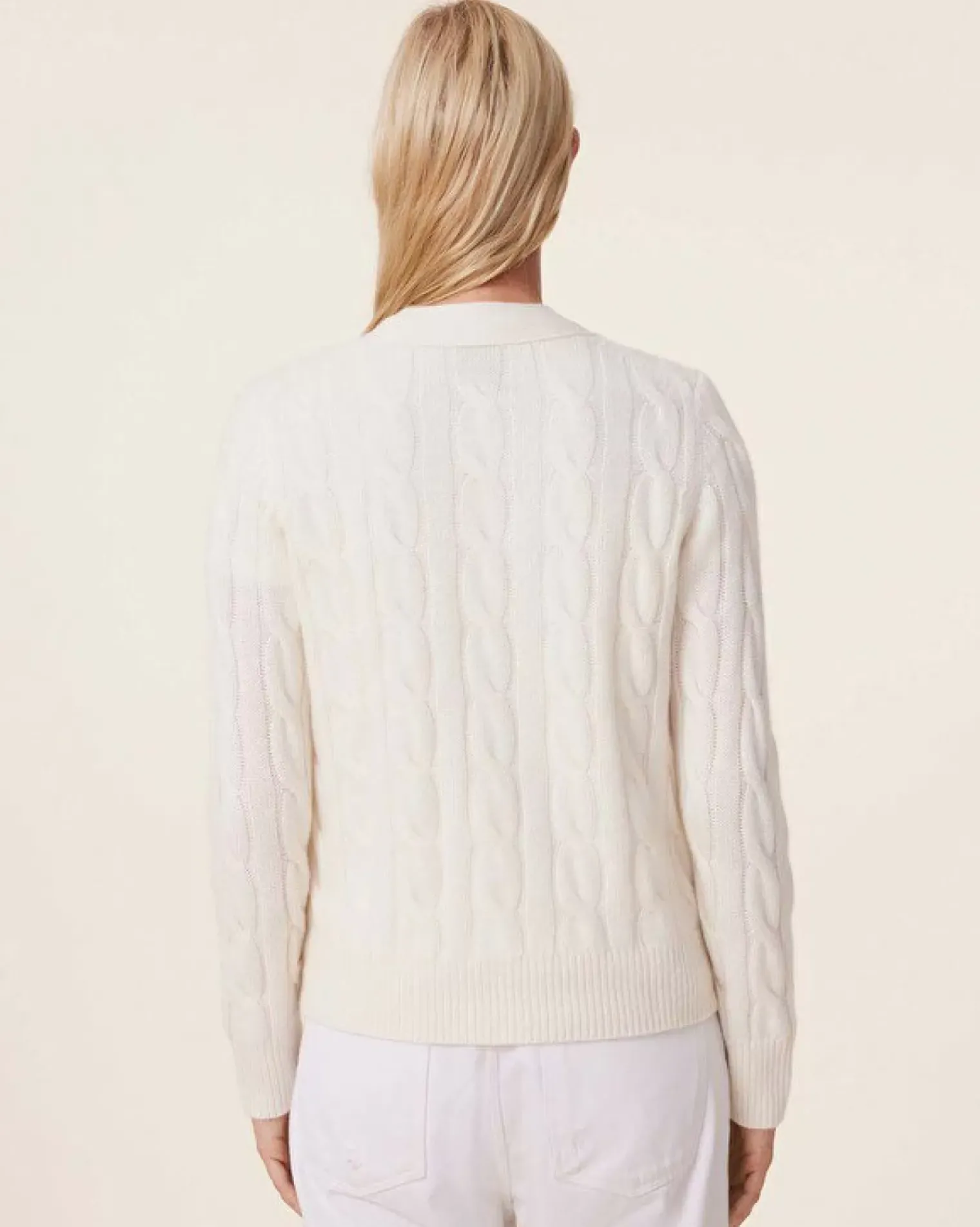 Kujten Jackets & Vests>Short Twisted Cashmere Cardigan, 8-Threads Blanc