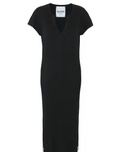 Kujten Dresses & Skirts>Silk-Cashmere Djellaba Dress Noir
