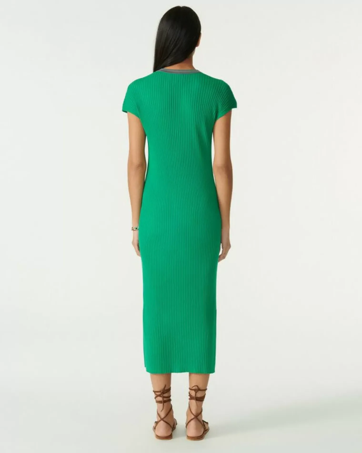 Kujten Dresses & Skirts>Silk-Cashmere Djellaba Dress Vert Jade