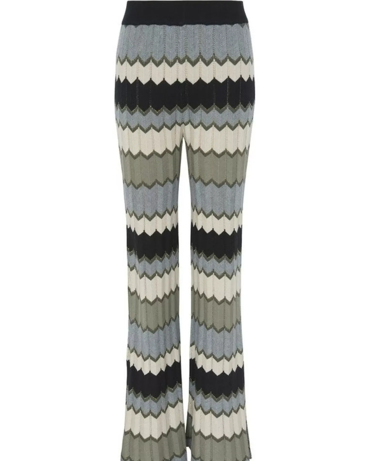 Kujten Pants & Shorts>Silk-Cashmere Flared Pants Kaki Chine