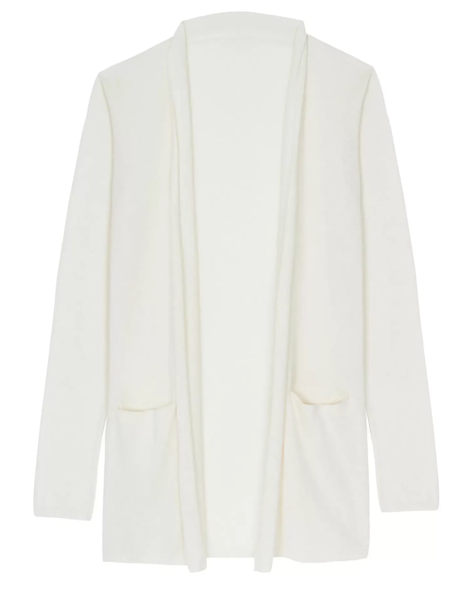 Kujten Jackets & Vests>Silk-Cashmere Long Sleeve Jacket Blanc
