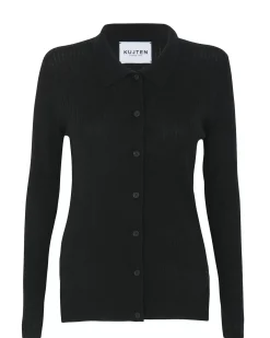 Kujten Jackets & Vests>Silk-Cashmere Long Sleeves Polo Noir