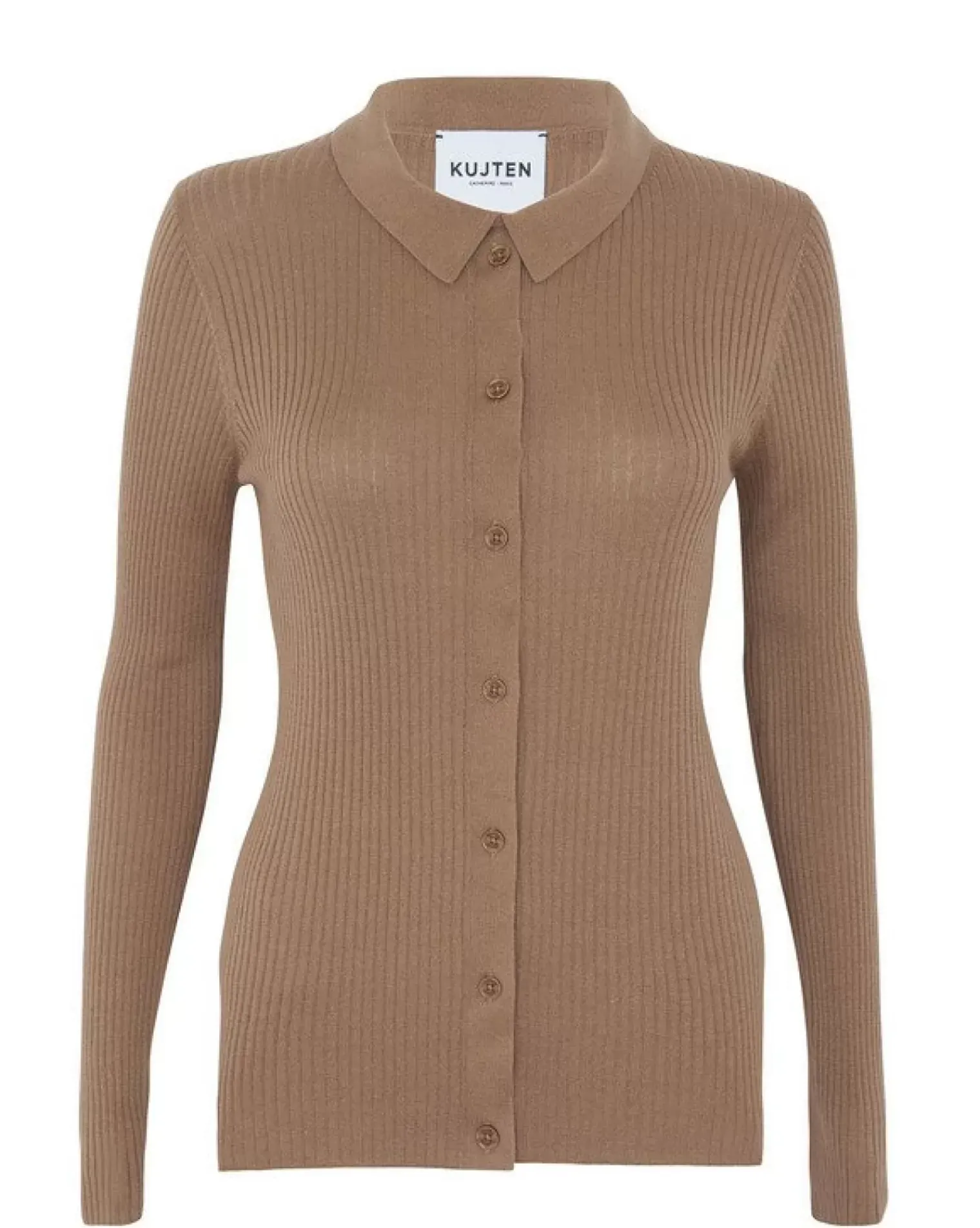 Kujten Jackets & Vests>Silk-Cashmere Long Sleeves Polo Camelo