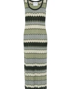 Kujten Dresses & Skirts>Silk-Cashmere Long Tank Dress Kaki Chine