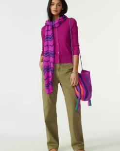 Kujten Jackets & Vests>Silk-Cashmere Short Cardigan Violet India