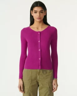 Kujten Jackets & Vests>Silk-Cashmere Short Cardigan Violet India