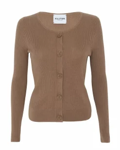 Kujten Jackets & Vests>Silk-Cashmere Short Cardigan Camelo