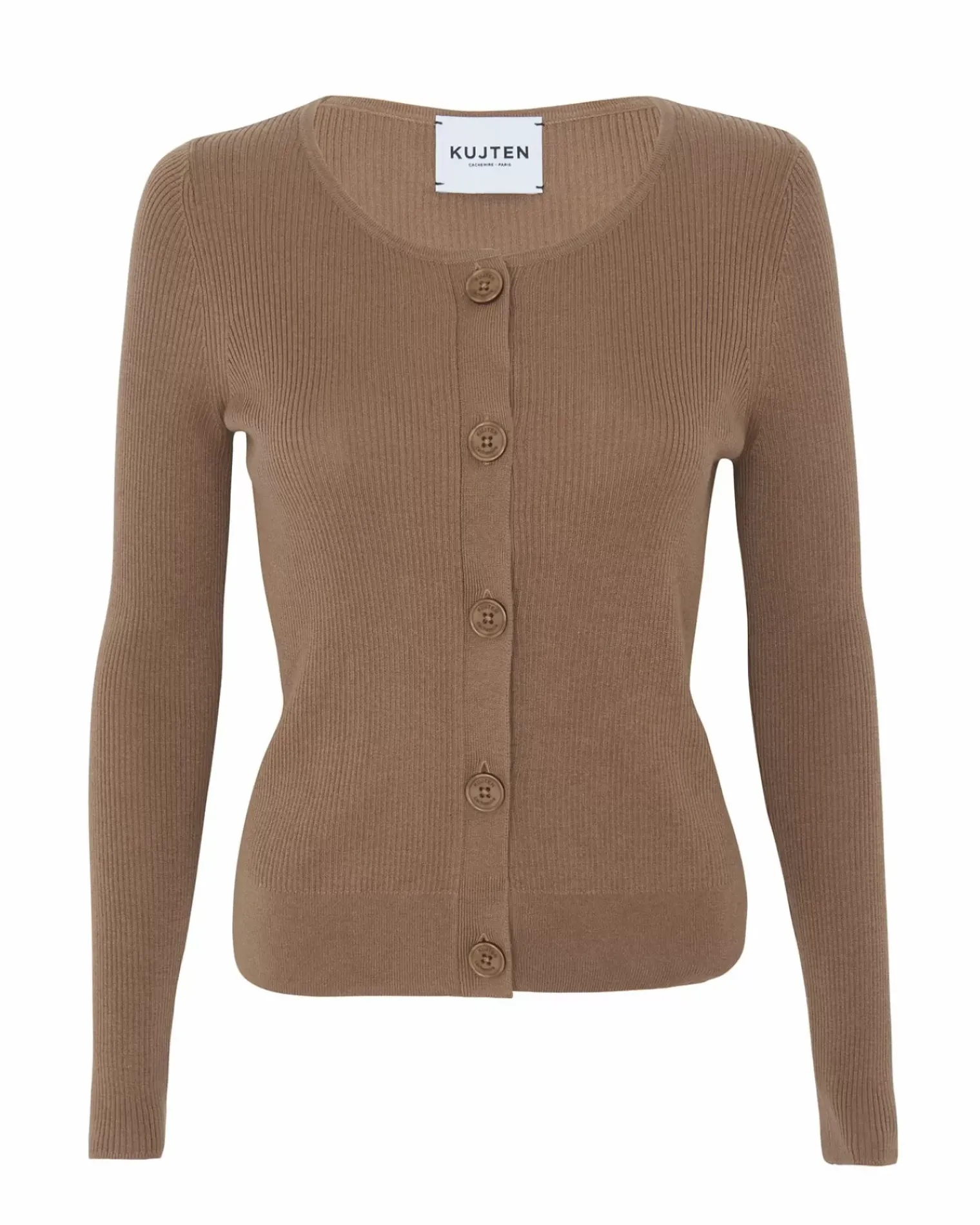 Kujten Jackets & Vests>Silk-Cashmere Short Cardigan Camelo
