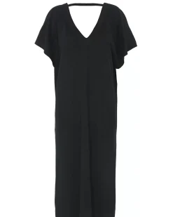 Kujten Dresses & Skirts>Silk-Cashmere V Collar Oversized Dress Noir