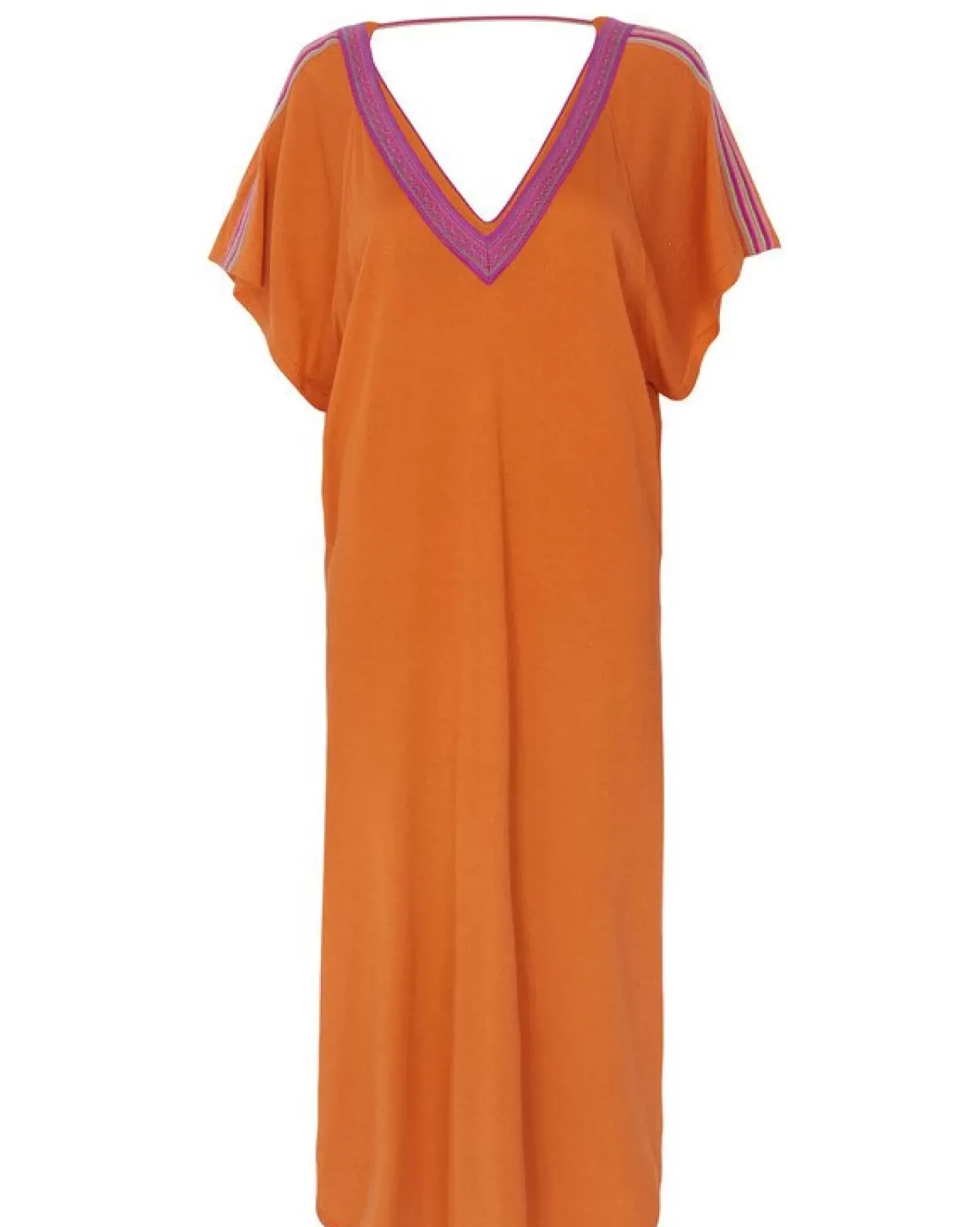 Kujten Dresses & Skirts>Silk-Cashmere V Collar Oversized Dress Orange India
