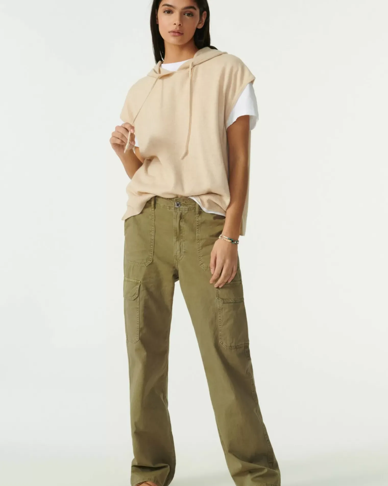 Kujten Hoodies>Sleeveless Cashmere Hooded Sweater Organique