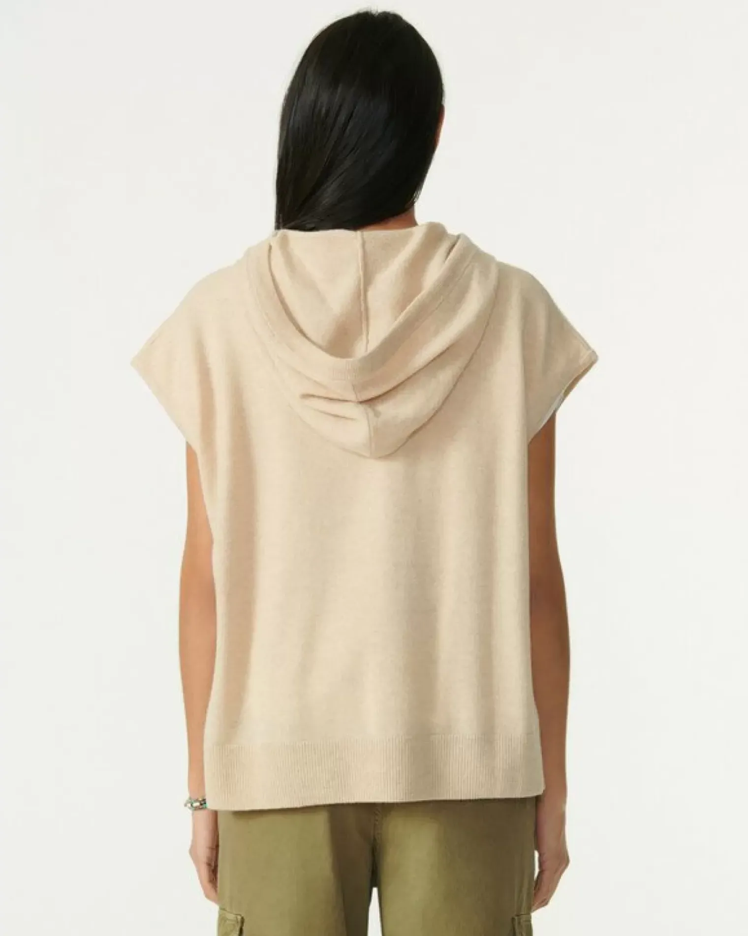 Kujten Hoodies>Sleeveless Cashmere Hooded Sweater Organique