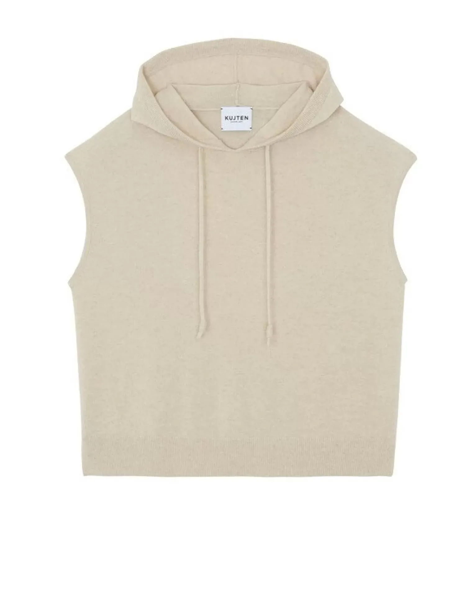 Kujten Hoodies>Sleeveless Cashmere Hooded Sweater Organique