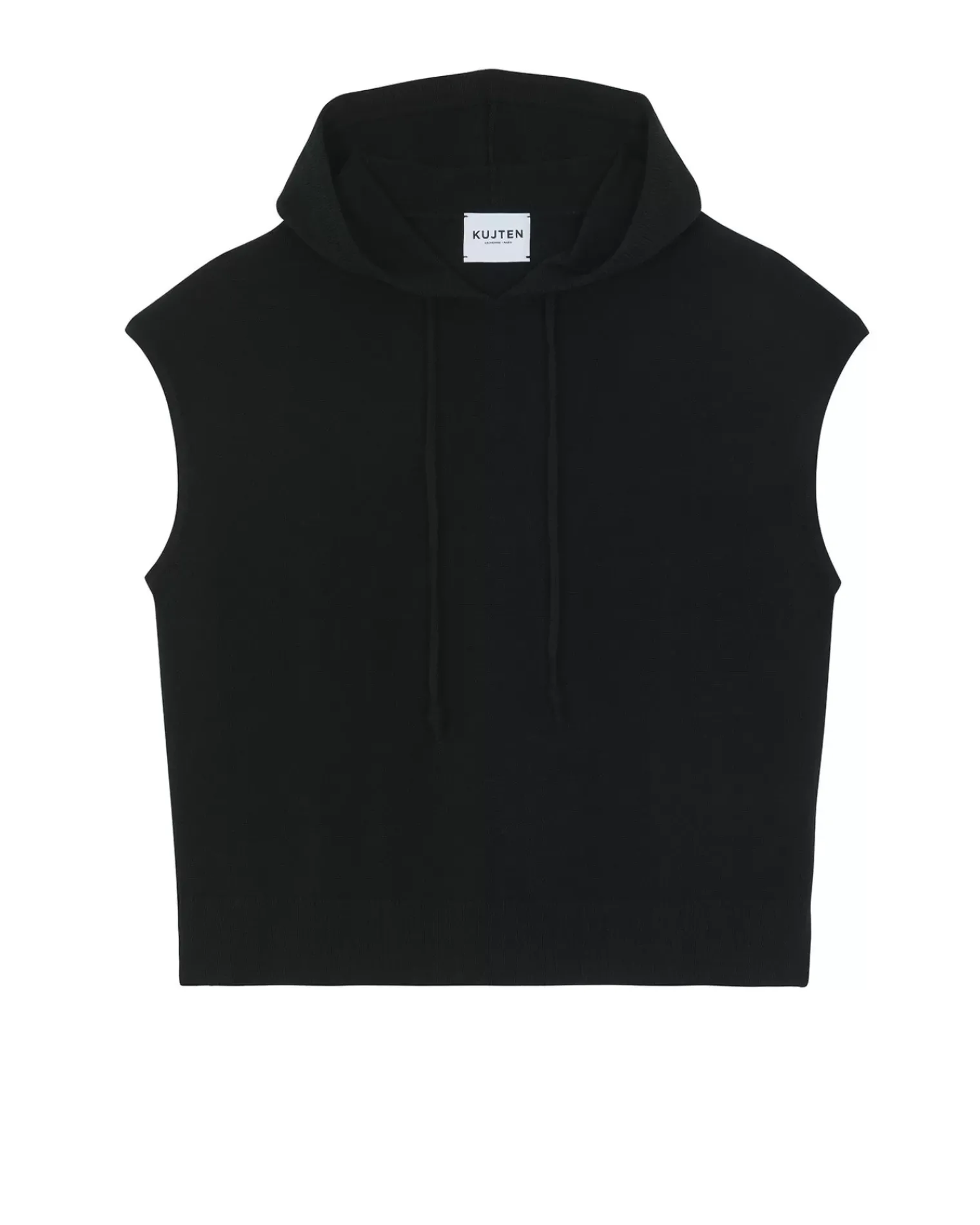 Kujten Hoodies>Sleeveless Cashmere Hooded Sweater Noir