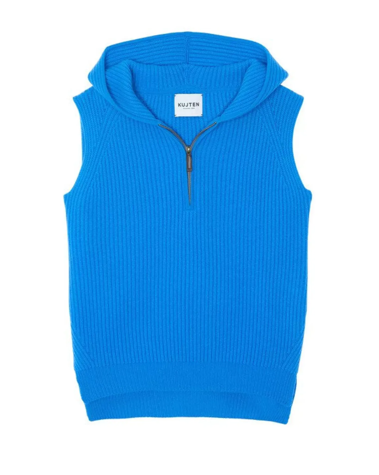 Kujten Hoodies>Sleeveless Cashmere Hooded Sweater Bleu Kabalos