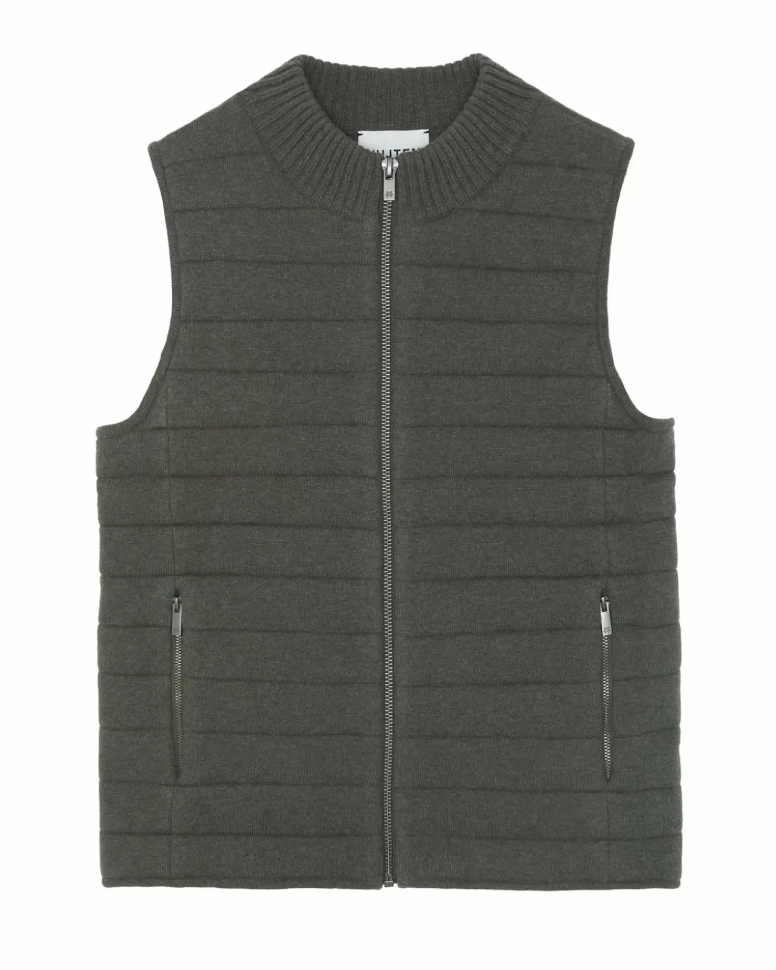Kujten Coats>Sleeveless Cashmere Jacket Kaki Fonce