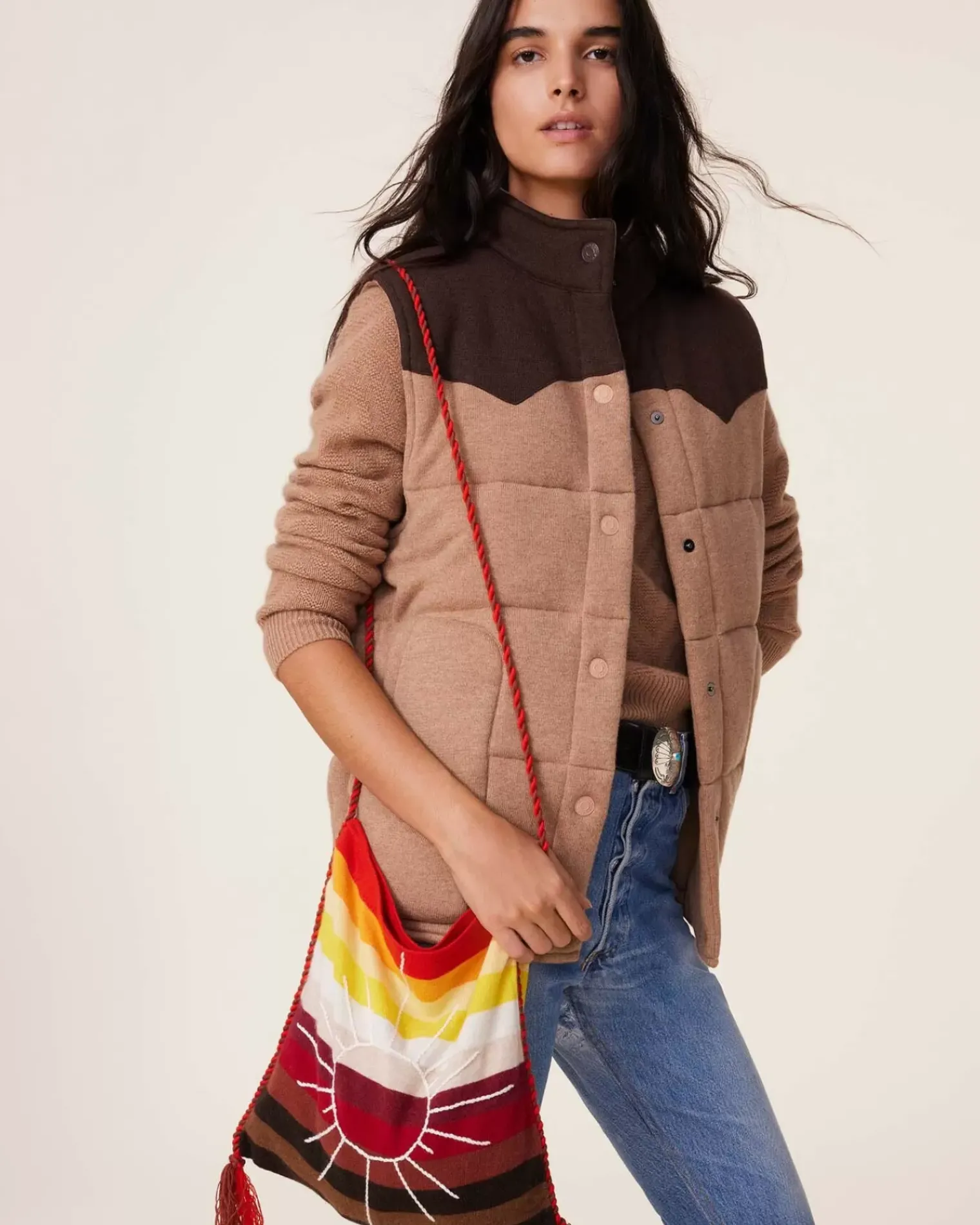 Kujten Coats>Sleeveless Cashmere Puffer Jacket, 2-Threads Camelo