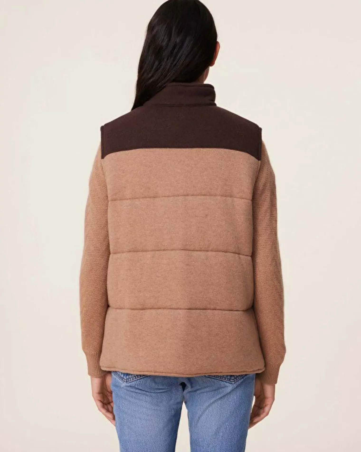 Kujten Coats>Sleeveless Cashmere Puffer Jacket, 2-Threads Camelo