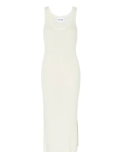 Kujten Dresses & Skirts>Sleeveless Silk & Cashmere Long Dress Blanc