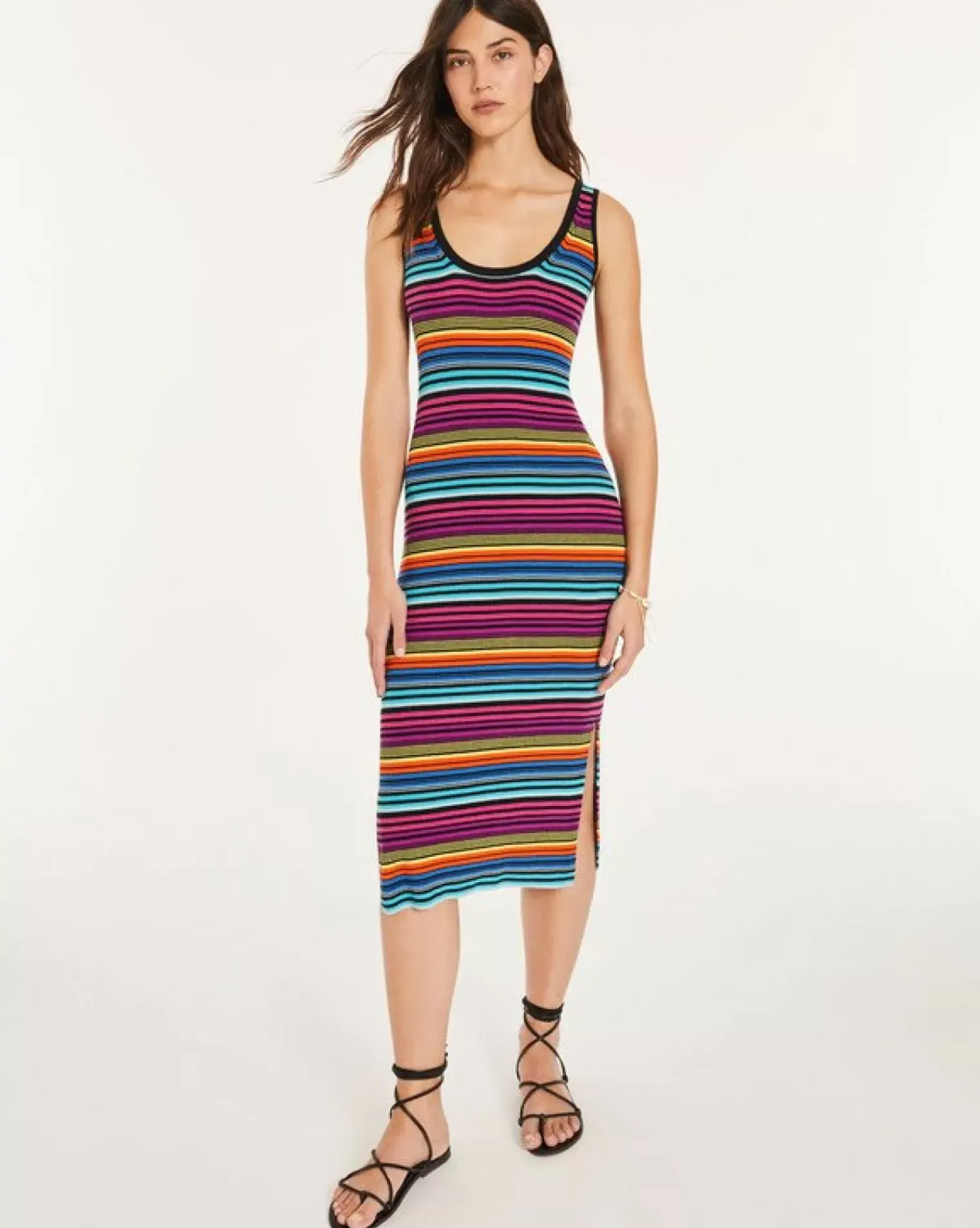 Kujten Dresses & Skirts>Sleeveless Silk & Cashmere Long Dress Noir Multico