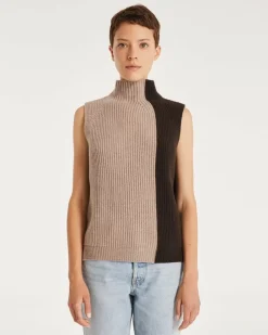 Kujten Sweaters & Sweatshirts>Sleeveless Turtleneck Cashmere Sweater Marron