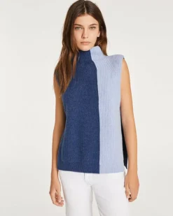 Kujten Sweaters & Sweatshirts>Sleeveless Turtleneck Cashmere Sweater Bleu Jeans