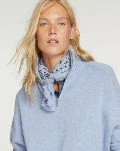 Kujten Bandanas>Small Cashmere Bandana, 2-Threads Bleu Jeans