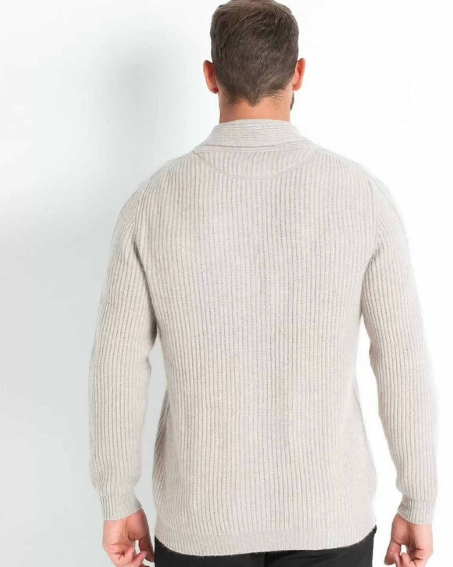 Kujten Jackets & Vests>Straight Shawl Collar Cashmere Cardigan Beige Sable