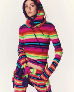 Kujten Sweaters & Sweatshirts>Striped Round Neck Cashmere Sweater, 2-Threads Multicolore