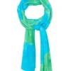 Kujten Scarves & Snoods>Tie & Dye Loose Tension Cashmere Scarf Bleu Turquoise