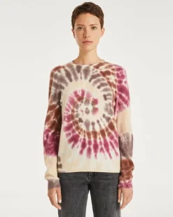 Kujten Sweaters & Sweatshirts>Tie & Dye Round Neck Cashmere Sweater Marron