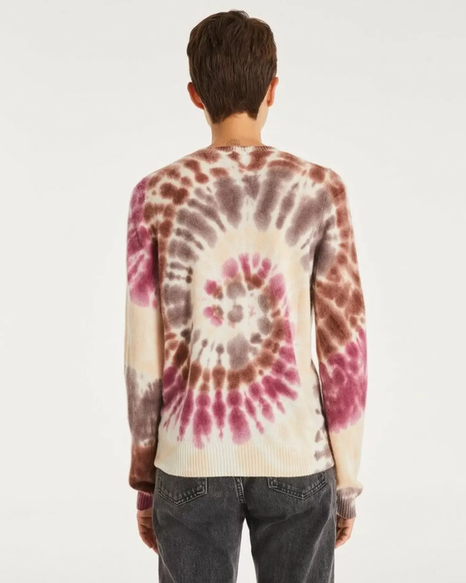 Kujten Sweaters & Sweatshirts>Tie & Dye Round Neck Cashmere Sweater Marron