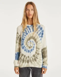 Kujten Sweaters & Sweatshirts>Tie & Dye Round Neck Cashmere Sweater Bleu Jeans