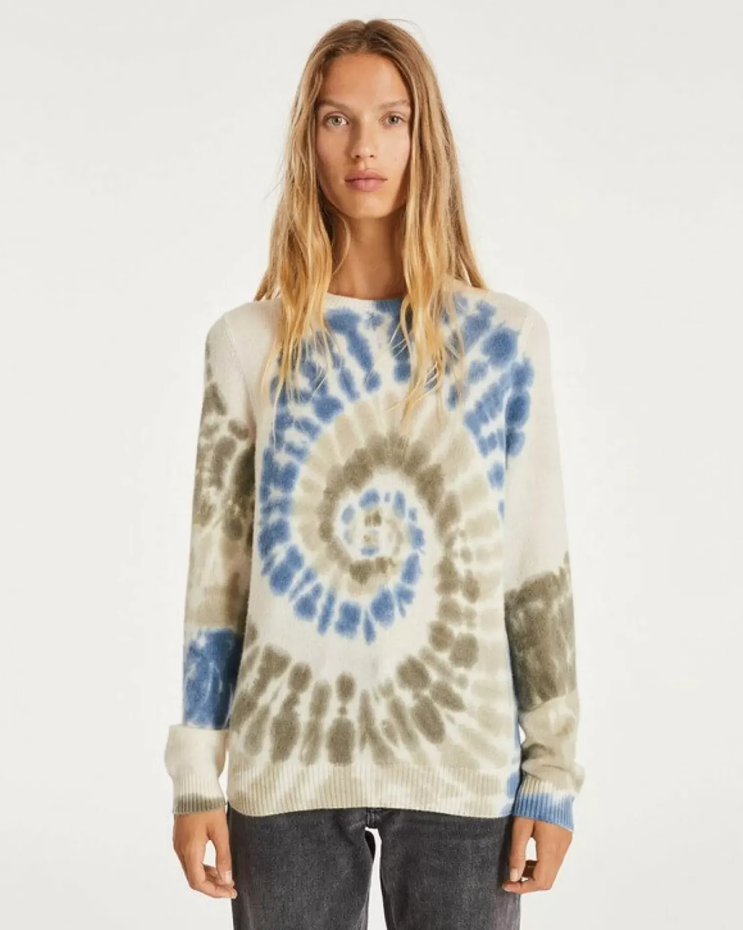 Kujten Sweaters & Sweatshirts>Tie & Dye Round Neck Cashmere Sweater Bleu Jeans