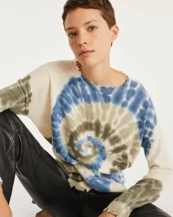 Kujten Sweaters & Sweatshirts>Tie & Dye Round Neck Cashmere Pullover Jeans