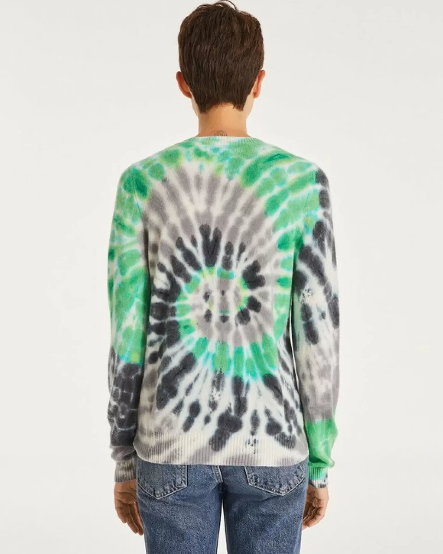 Kujten Sweaters & Sweatshirts>Tie & Dye Round Neck Cashmere Sweater Gris Flanelle