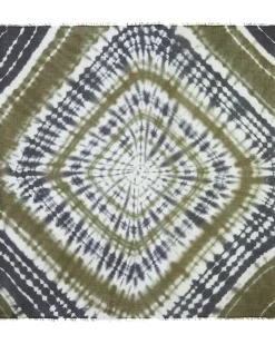 Kujten Scarves & Snoods>Tie & Dye Very Large Cashmere Bandana Kaki Fonce