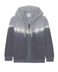Kujten Jackets & Vests>Tie & Dye Zipped Hoodie Cashmere Vest, 2-Threads Gris Flanelle