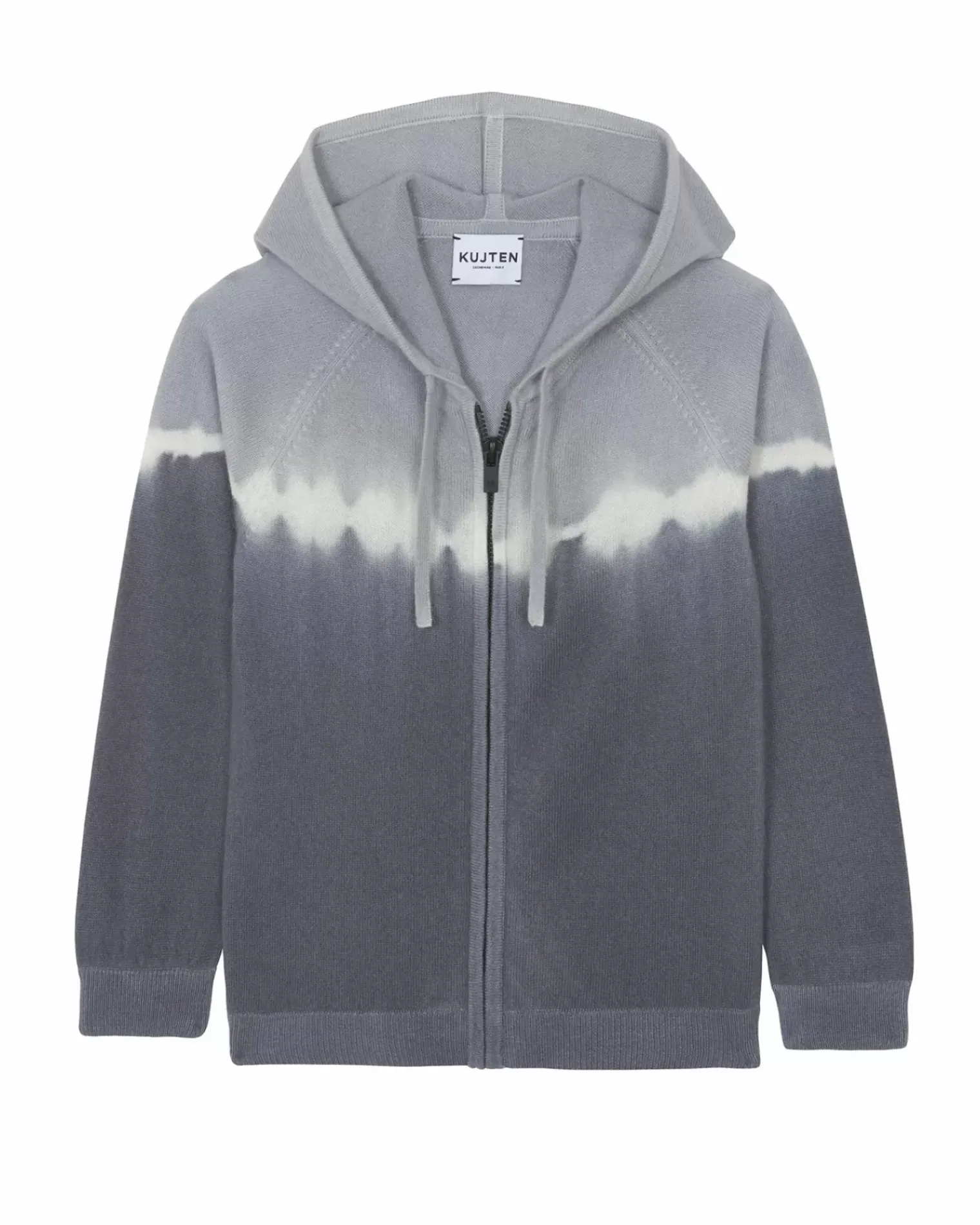 Kujten Jackets & Vests>Tie & Dye Zipped Hoodie Cashmere Vest, 2-Threads Gris Flanelle
