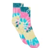 Kujten Socks & Leg Warmers>Tie Dye Cashmere Socks, 4-Threads Rose Vert