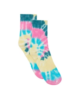 Kujten Socks & Leg Warmers>Tie Dye Cashmere Socks, 4-Threads Rose Vert