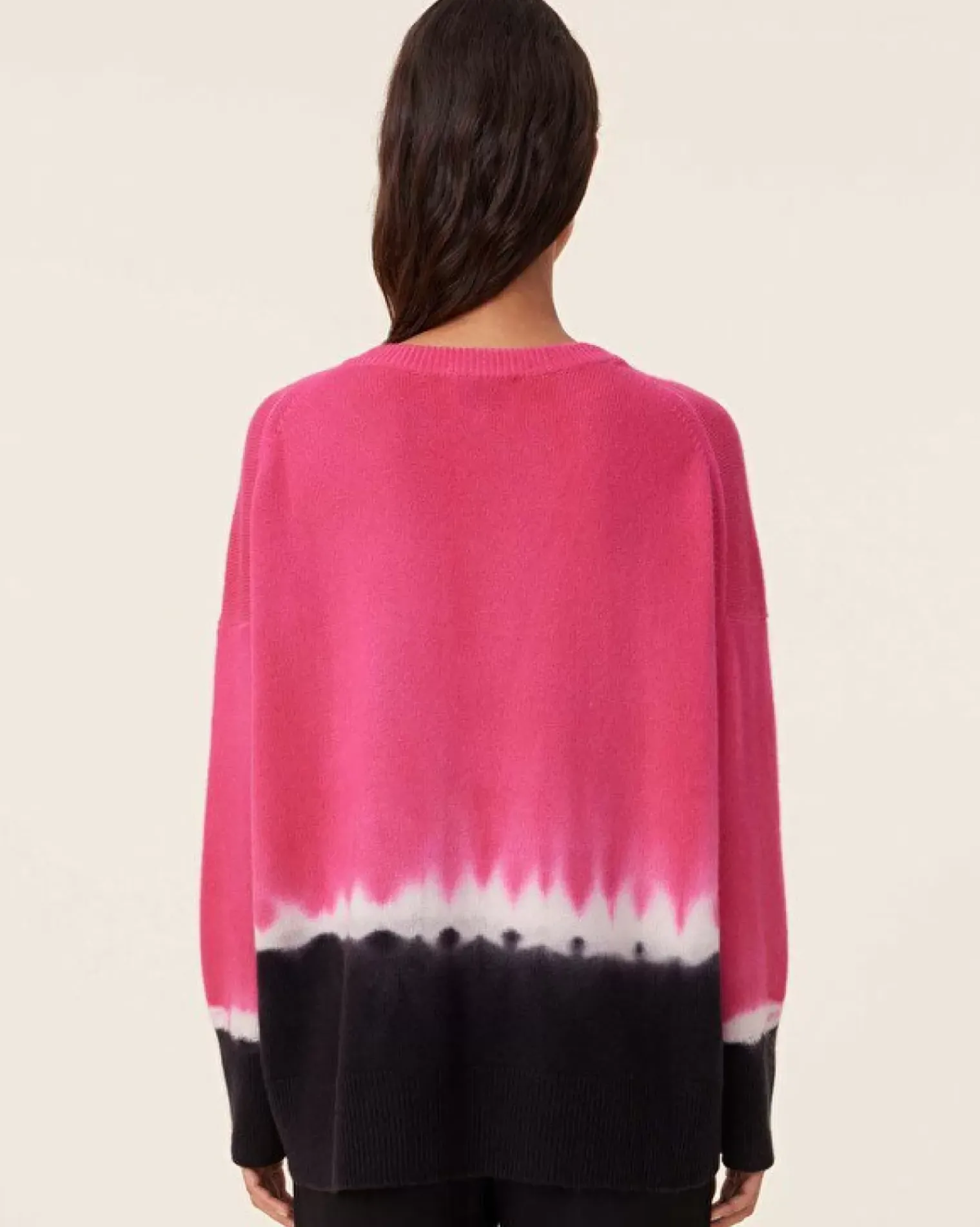Kujten Sweaters & Sweatshirts>Tie Dye Oversized Cashmere Sweater, 4-Threads Rose Fushia