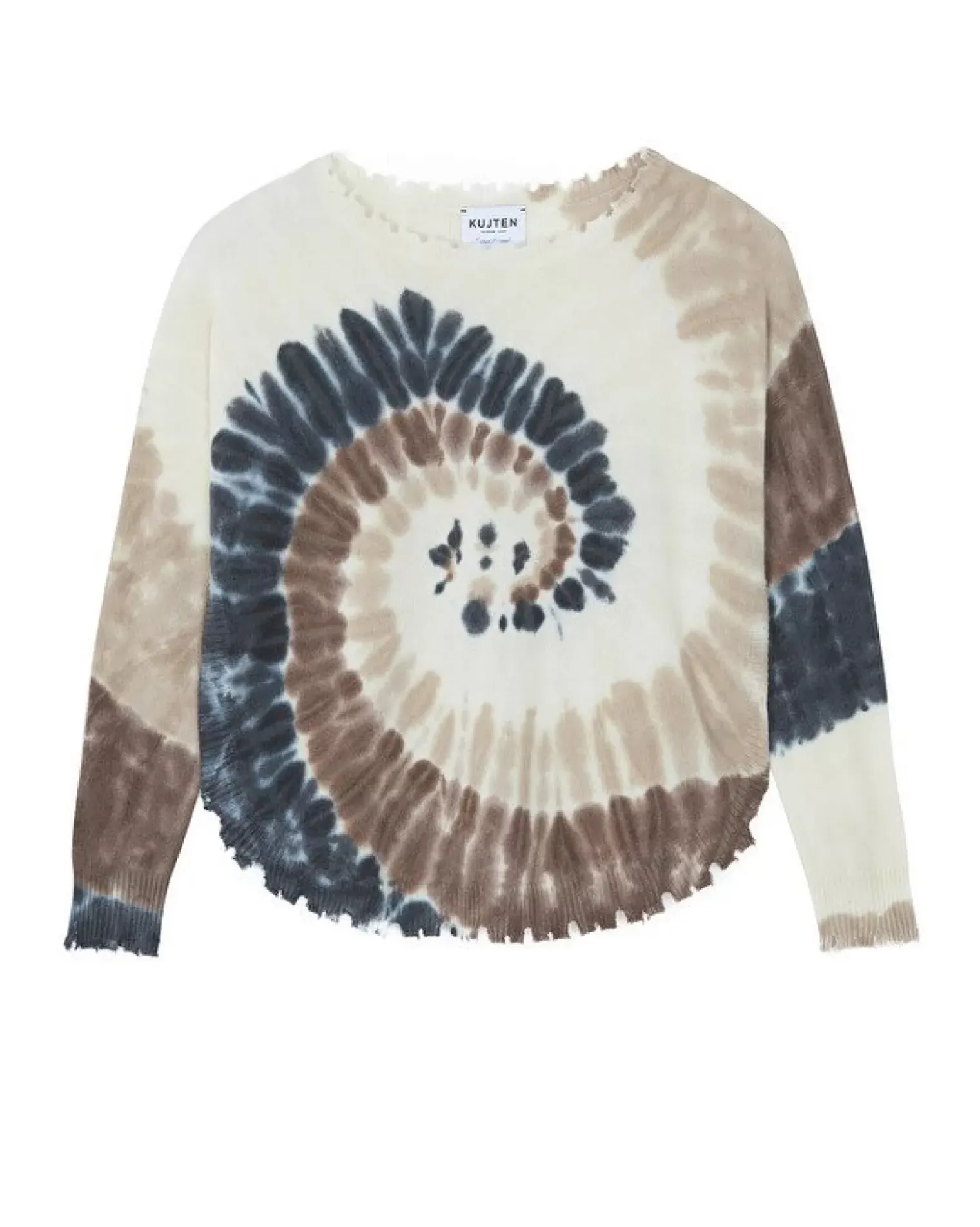 Kujten Sweaters & Sweatshirts>Tie Dye Round Neck Cashmere Sweater, 2-Threads Camelo