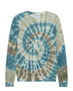 Kujten Sweaters & Sweatshirts>Tie Dye Round Neck Cashmere Sweater, 2-Threads Kaki Vert