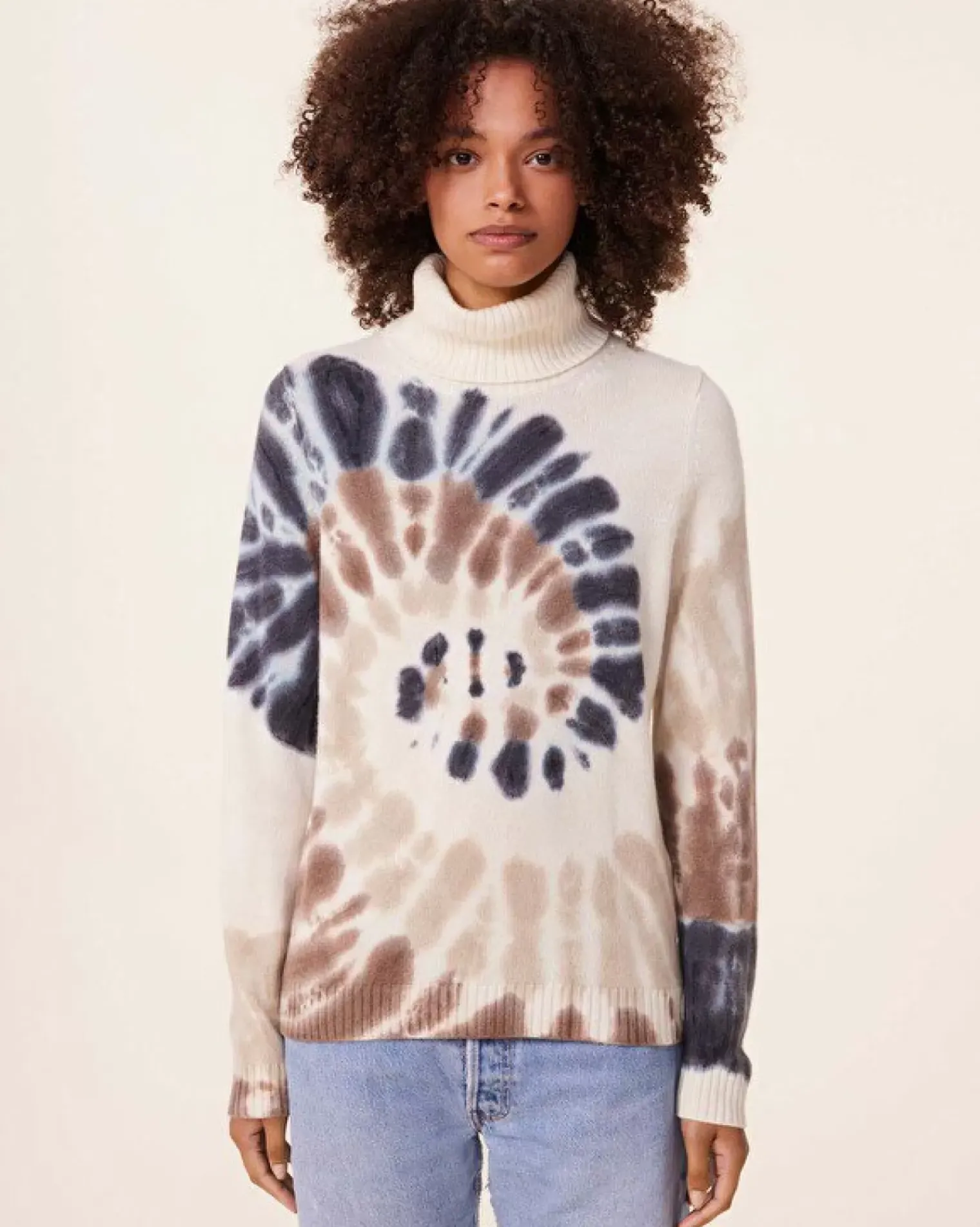 Kujten Sweaters & Sweatshirts>Tie Dye Turtleneck Cashmere Sweater , 4-Threads Camelo