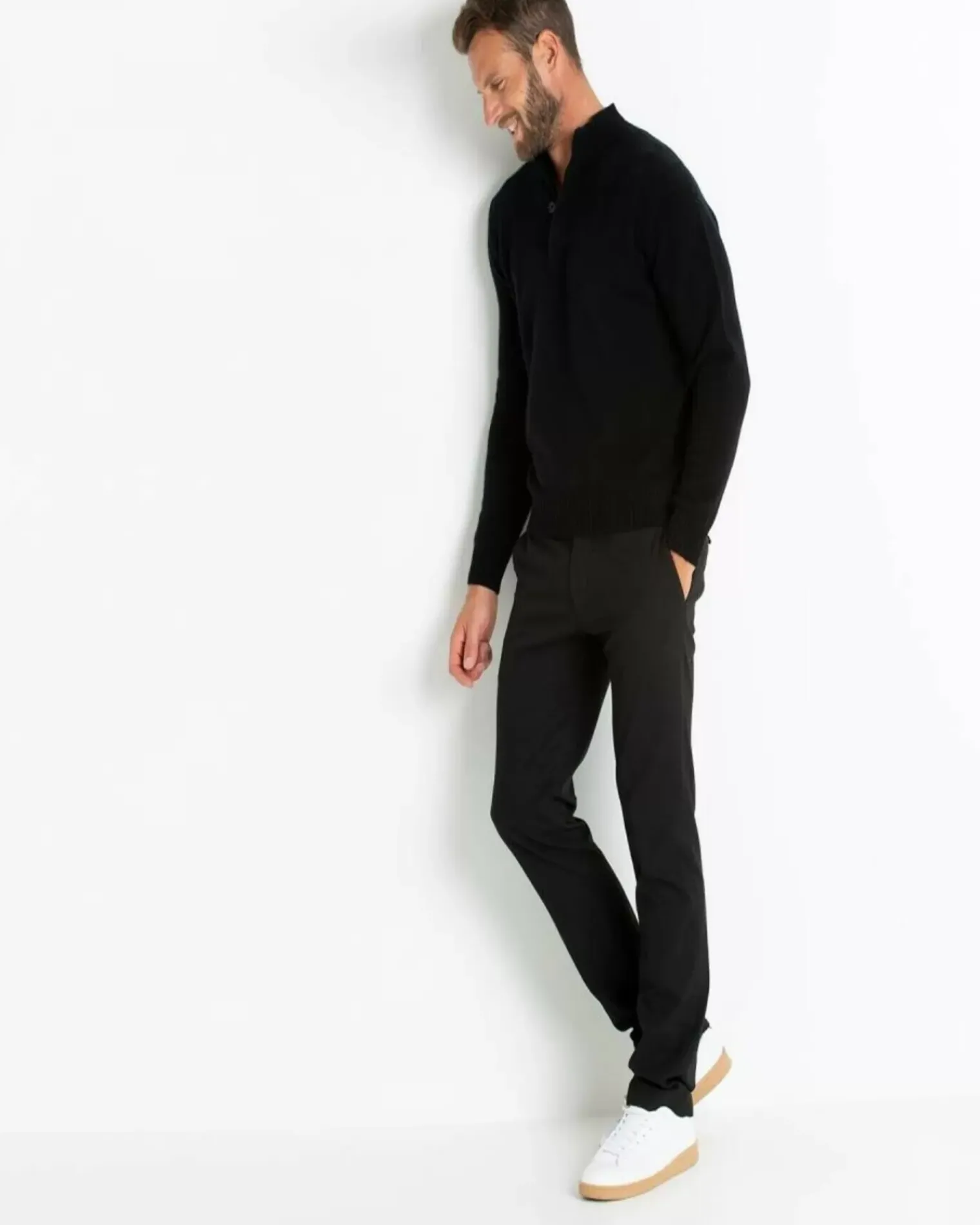 Kujten Sweaters & Sweatshirts>Trucker Buttoned Cashmere Sweater Noir