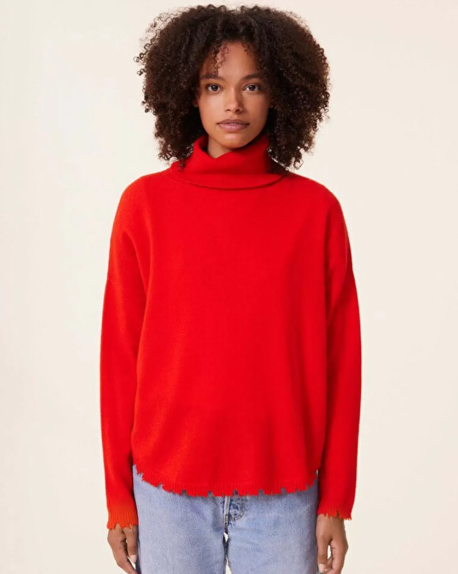 Kujten Sweaters & Sweatshirts>Turtleneck Cashmere Sweater, 2-Threads Orange Rosso