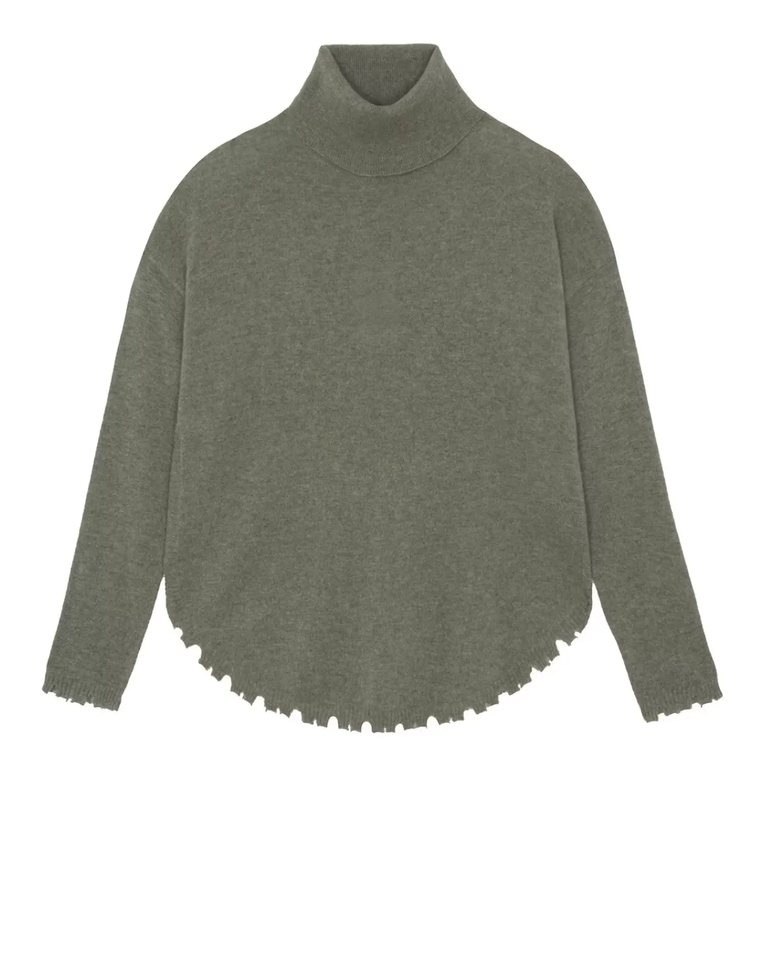 Kujten Sweaters & Sweatshirts>Turtleneck Cashmere Sweater, 2-Threads Kaki Chine