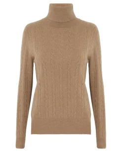 Kujten Sweaters & Sweatshirts>Turtleneck Long Sleeve Cashmere Sweater, 2-Threads Camelo