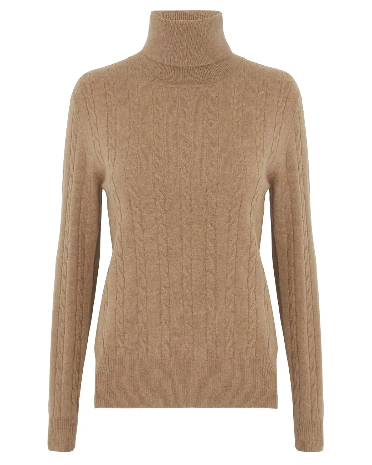 Kujten Sweaters & Sweatshirts>Turtleneck Long Sleeve Cashmere Sweater, 2-Threads Camelo